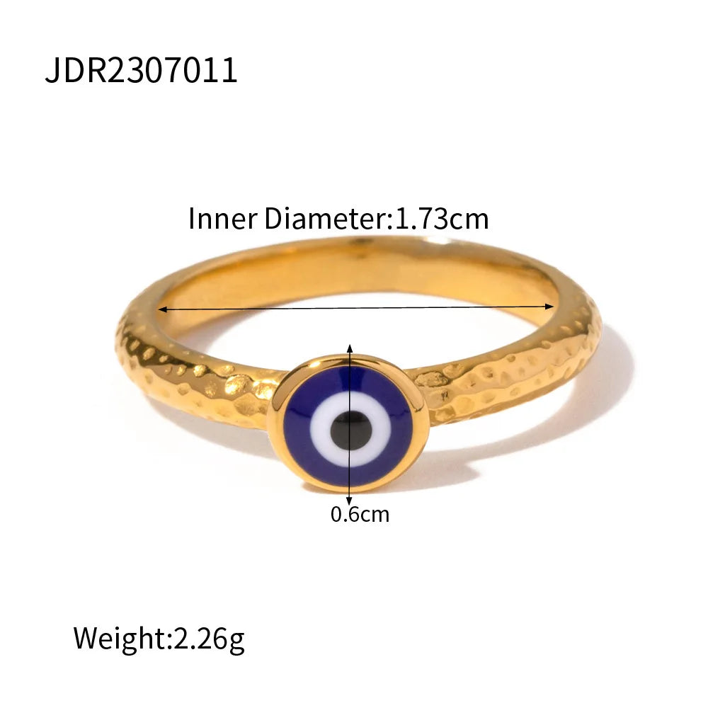 18K Gold Plated Goth Evil Eye Ring Blue Natural Stone Chunky Knuckle Jewelry