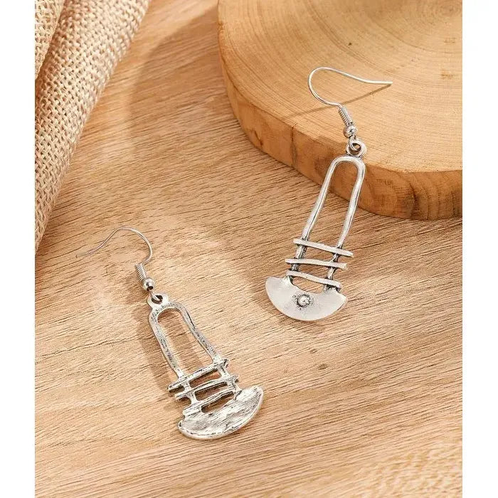 Vintage Ethnic Handmade Zinc Alloy Metal Drop Earrings for Women Punk Jewelry