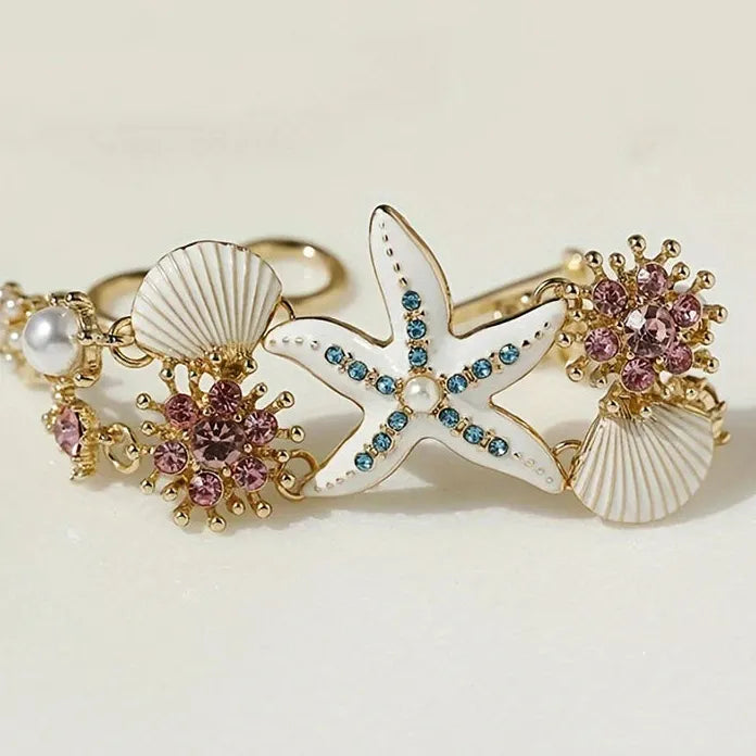 Bohemian Starfish Shell Necklace and Bracelet Set Copper Alloy Jewelry