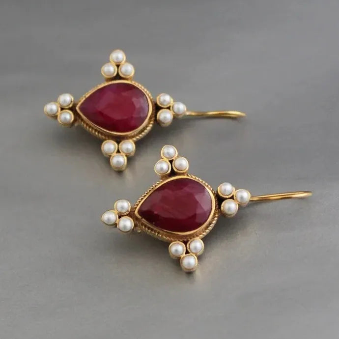 Elegant Retro Geometric Pearl Drop Earrings Women’s Wedding Jewelry Gift Zinc Alloy