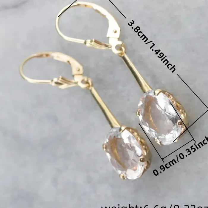 Water Drop Zircon Oval Crystal Pendant Earrings for Women Wedding Daily Wear Jewelry