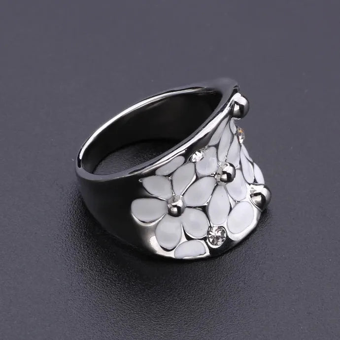 Creative Zinc Alloy Women's Rose Flower Rings Wedding Engagement Jewelry