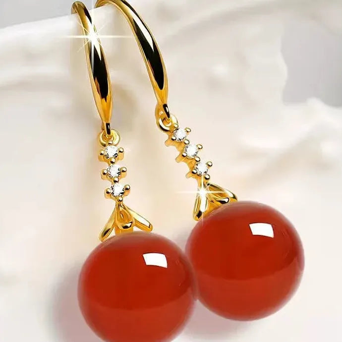 Elegant Emerald Green Round Gemstone Resin Drop Earrings for Women, Allergy Resistant