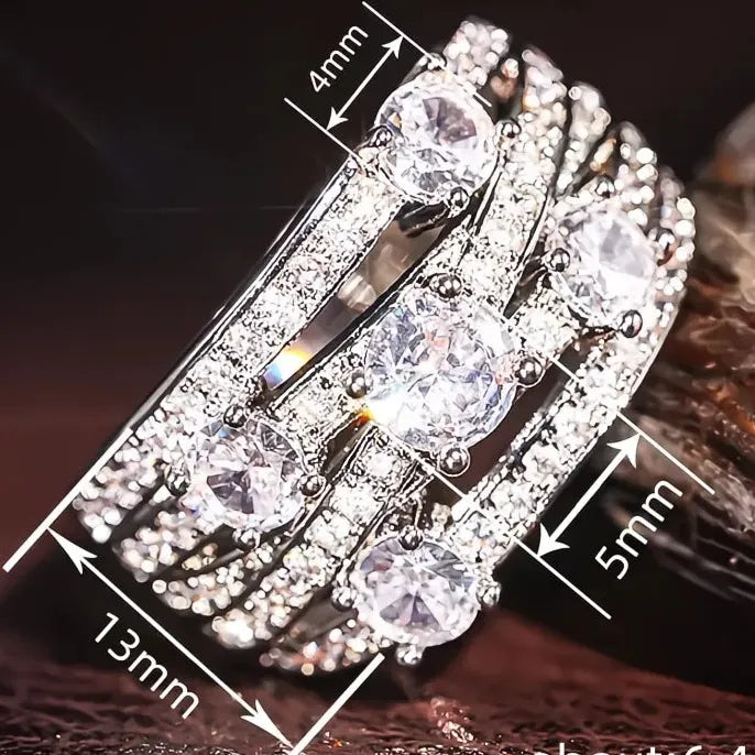 Brass Women’s Engagement Ring with Cross Design and Cubic Zirconia Inlay