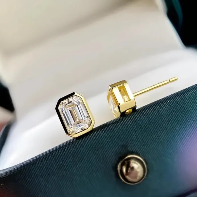 Geometric Stud Earrings for Women Gold Rose Gold Cubic Zirconia Jewelry