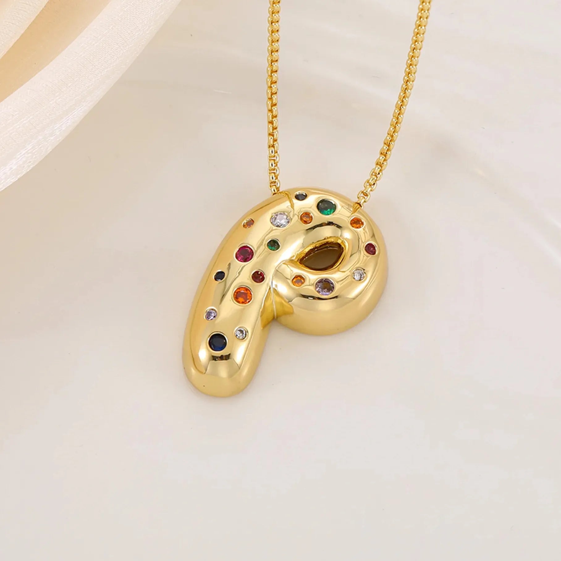 18K Gold Plated A-Z Letter Pendant Necklace for Women Gift Cubic Zirconia