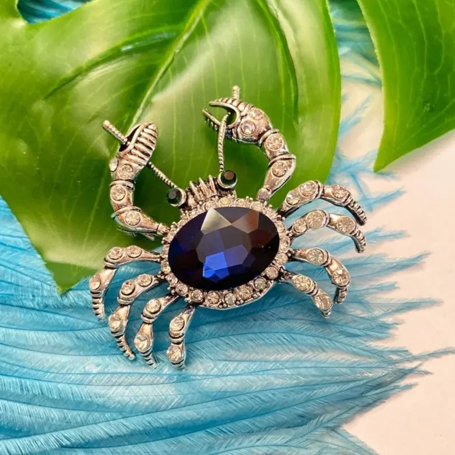 Elegant Rhinestone Crab Brooch Classic Jewelry for Women