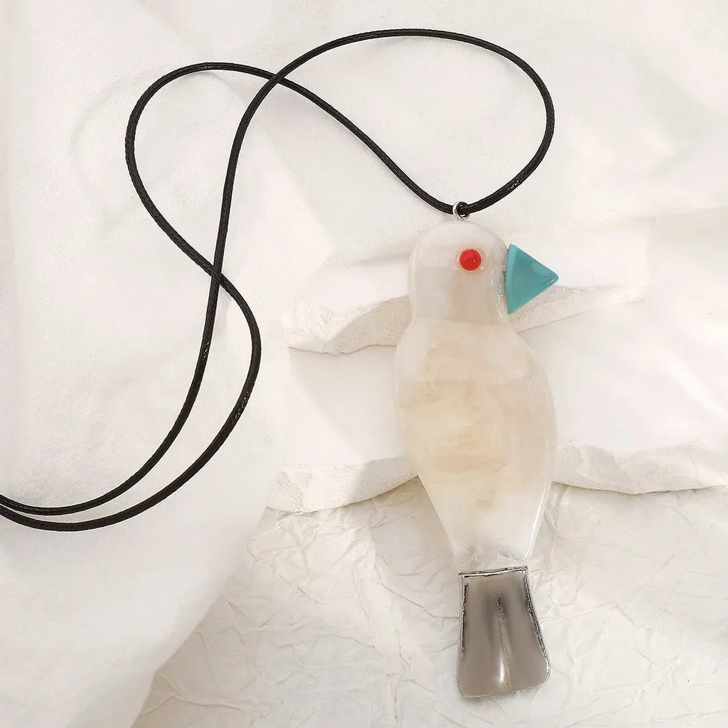 2026 Zaa Resin Parrot Necklace Long Cord Cute Bird Pendant for Women