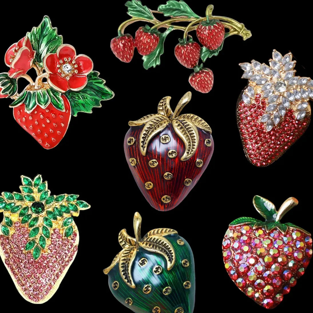 Luxury Strawberry Brooch Elegant Classic Jewelry Gift for Men Women