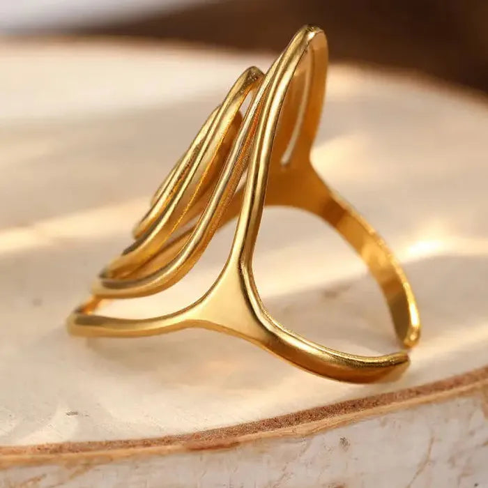 Adjustable Stainless Steel Open Oval Spiral Ring Boho Unisex Jewelry