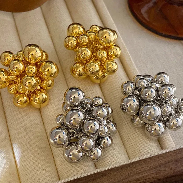Vintage Geometric Zinc Alloy Metal Ball Stud Earrings for Women Girls 2026