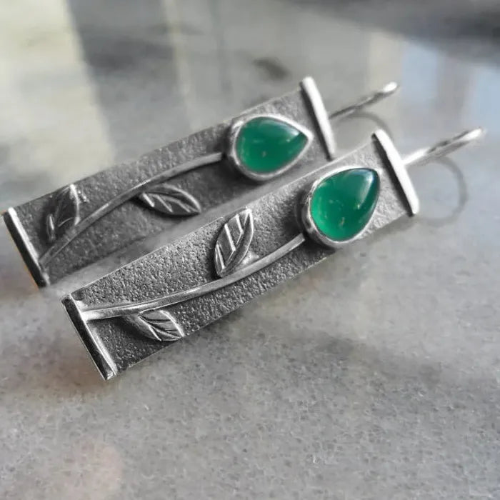 Green Crystal Ethnic Style Bridal Drop Earrings Zinc Alloy Women's Jewelry