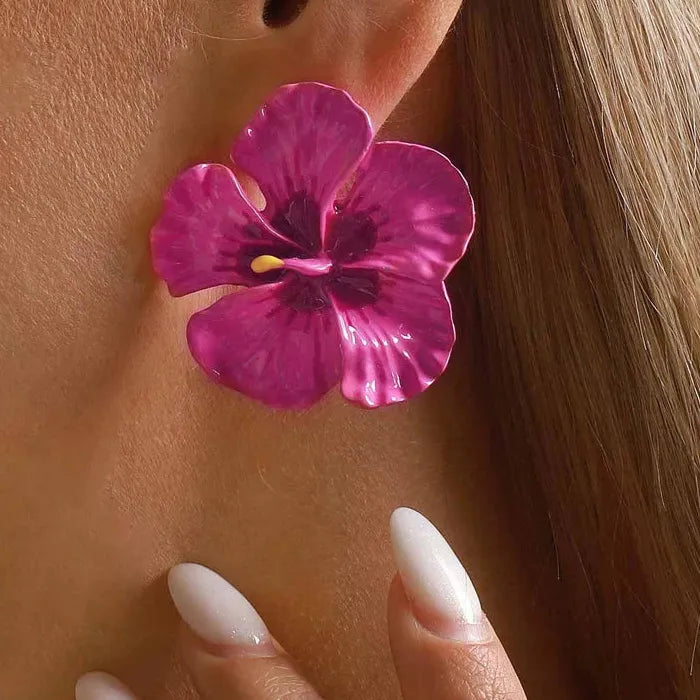 Large Floral Zinc Alloy Drop Earrings for Women Dangle Jewelry Gift