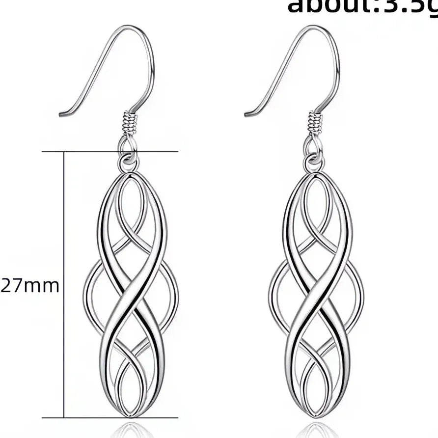 Minimalist Geometric Hollow Silver Metal Dangle Earrings for Women