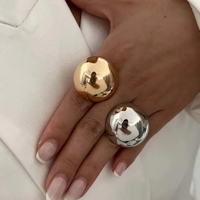 Adjustable Ball Shape Ring for Women Men Gold Silver Fashion Jewelry