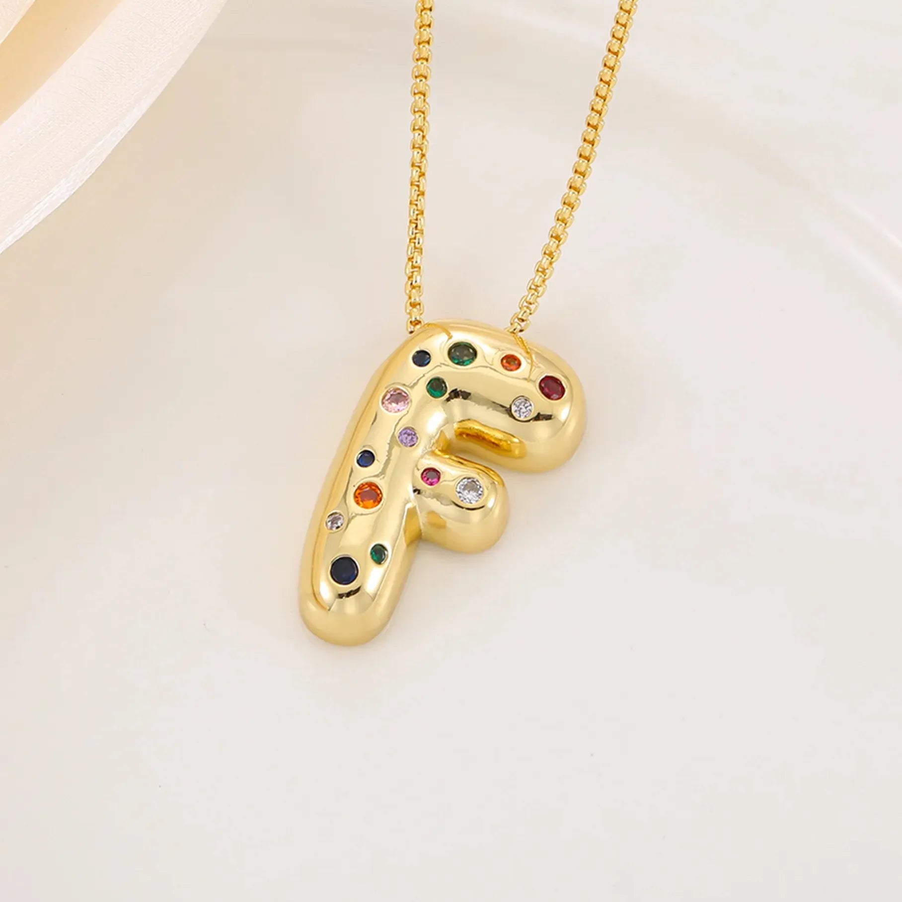18K Gold Plated A-Z Letter Pendant Necklace for Women Gift Cubic Zirconia