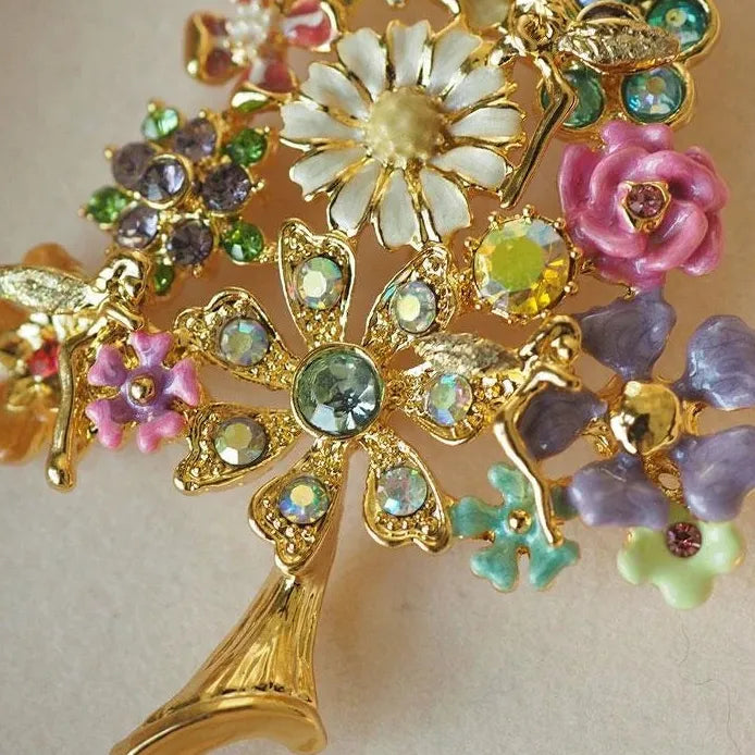 Vintage Medieval Flower Fairy Brooch Antique Christmas Pin Accessory