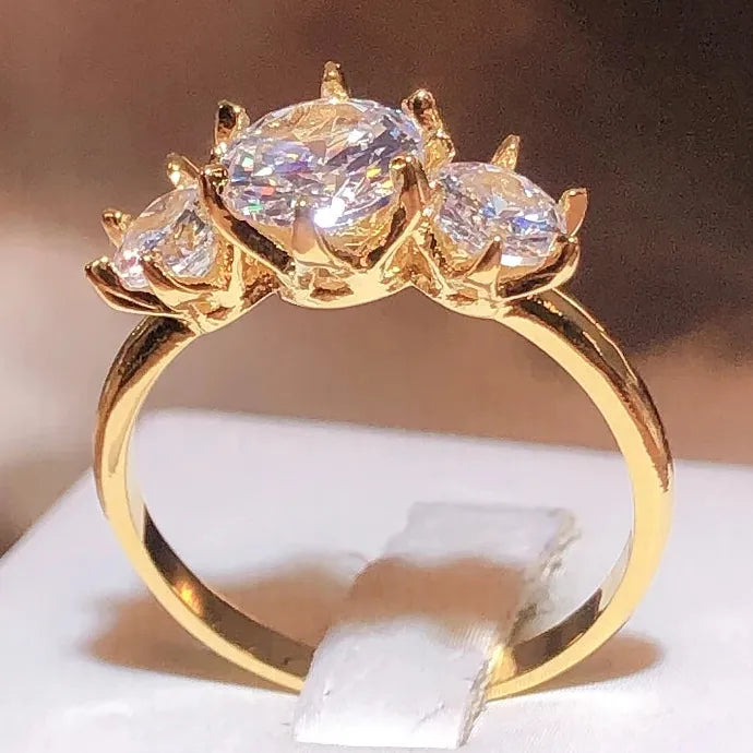 2022 New 18K Gold 925 Stamp White Zirconia Diamond Row Ring for Women