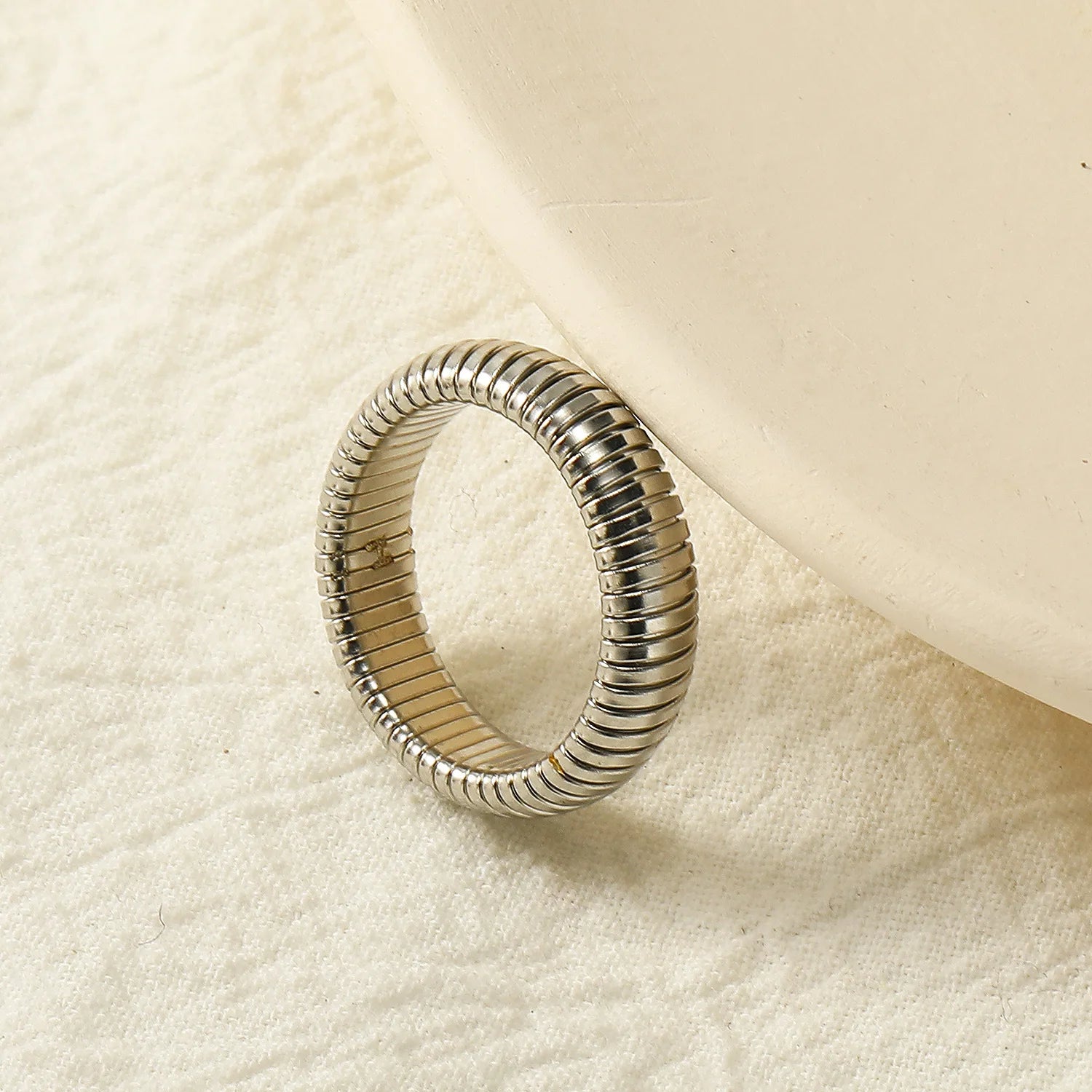18K Gold Plated Stainless Steel Snake Chain Ring Waterproof Retro Punk Jewelry