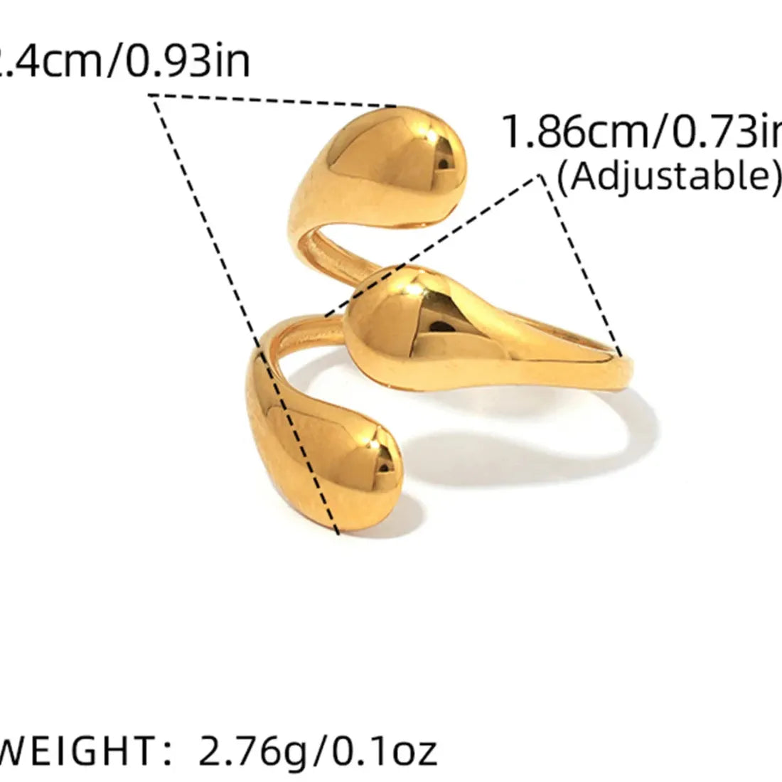 Geometric Gold Plated Stainless Steel Vintage Minimalist Ring for Women