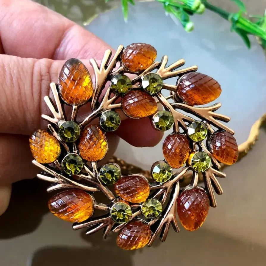 Classic Pinecone Berry Brooch Pin Elegant Gift for Women