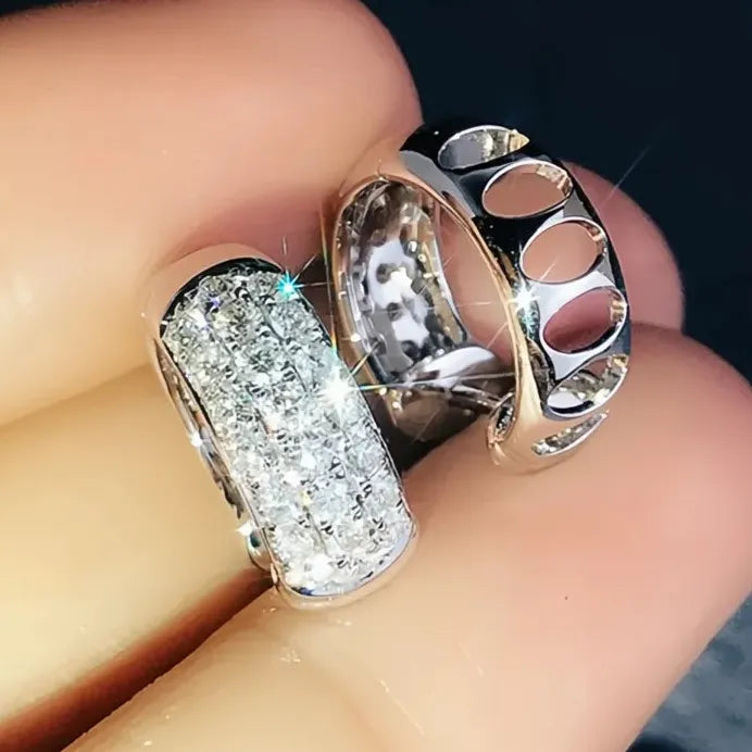Geometric Sparkling CZ Hoop Earrings for Women Everyday Gift