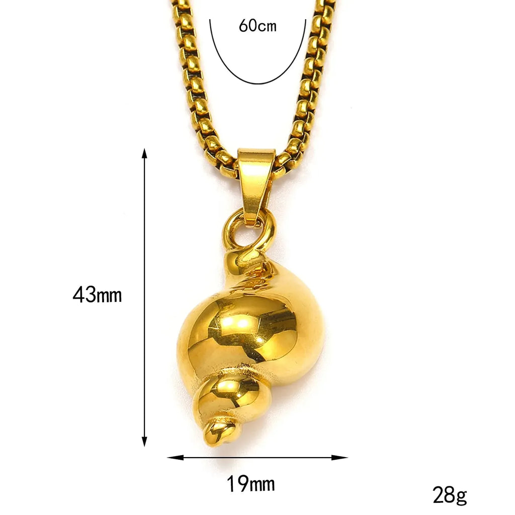 Stainless Steel Hiphop Rock Snail Shell Pendant Necklace Choker Gift Jewelry