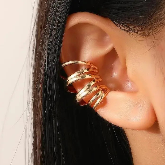 Vintage Asymmetry Round Cartilage Fake Piercing Copper Ear Clips Women Jewelry