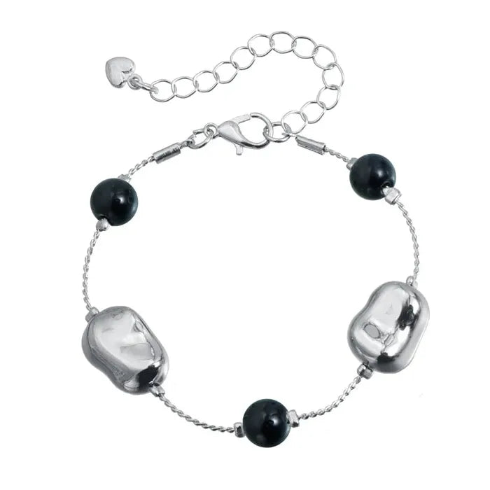 Zinc Alloy Irregular Bean Bead Necklace Bracelet Earrings Set for Women