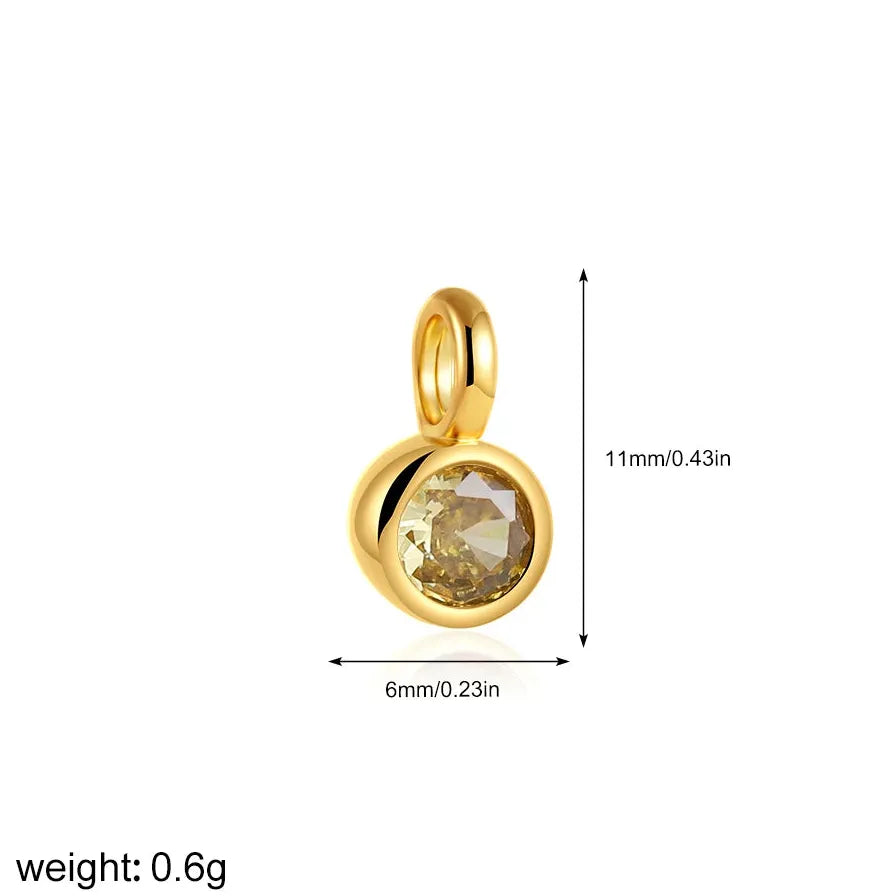 Multicolor Crystal 12 Month Birthstone Pendant Charm for Women Stainless Steel Gold Jewelry