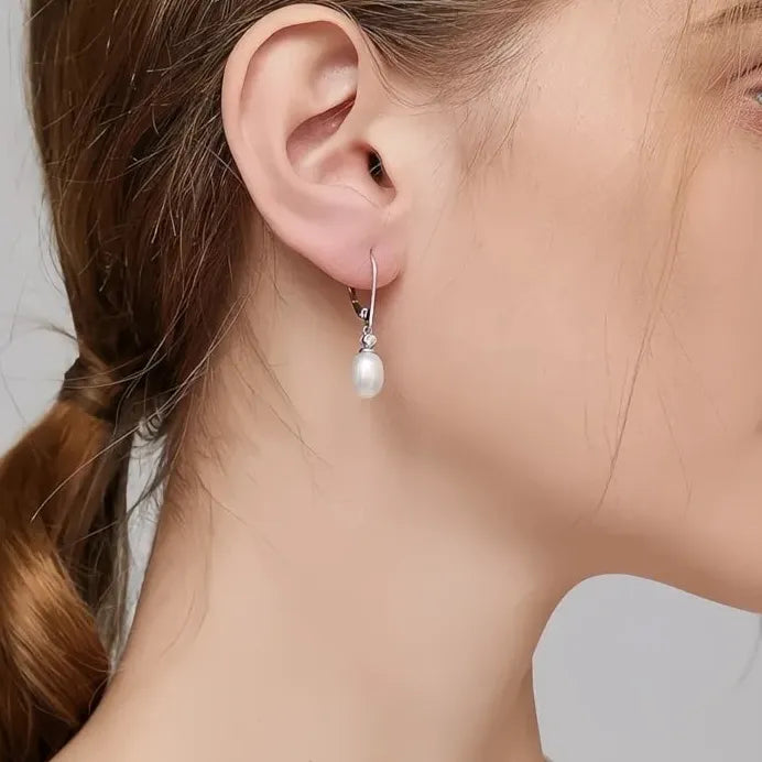 Elegant Oval Imitation Pearl Drop Earrings for Women Wedding Bridal Jewelry