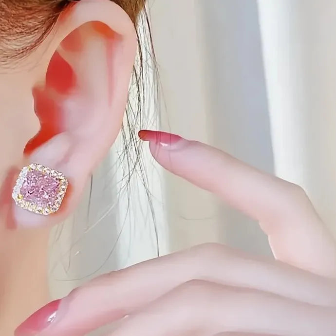 Elegant Women’s Geometric Copper Alloy Cubic Zirconia Stud Earrings