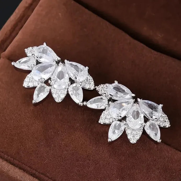 Geometric Cubic Zirconia Stud Earrings for Women Bridal Wedding Jewelry