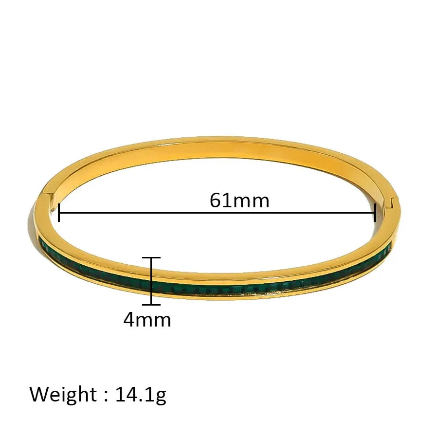 Waterproof Stainless Steel Multicolor Crystal Zirconia CZ Bangle Bracelet Women