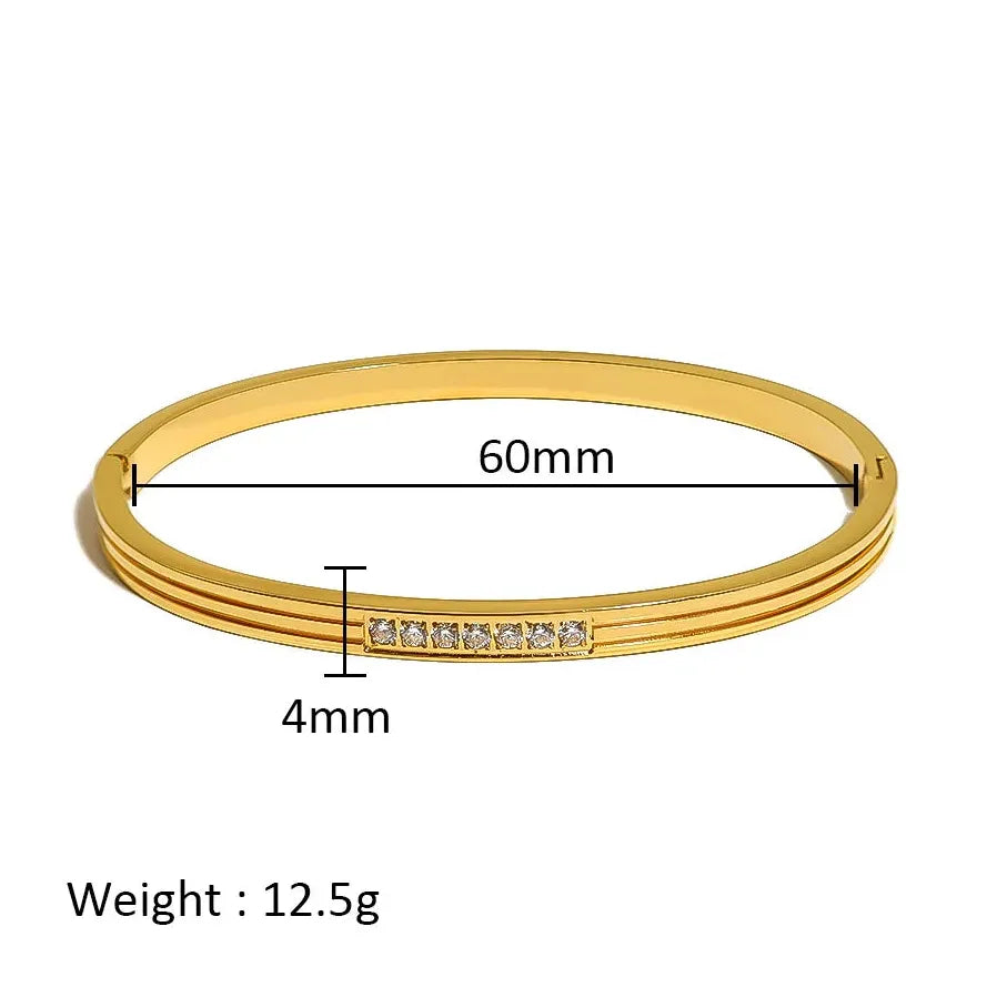 Waterproof Stainless Steel Multicolor Crystal Zirconia CZ Bangle Bracelet Women