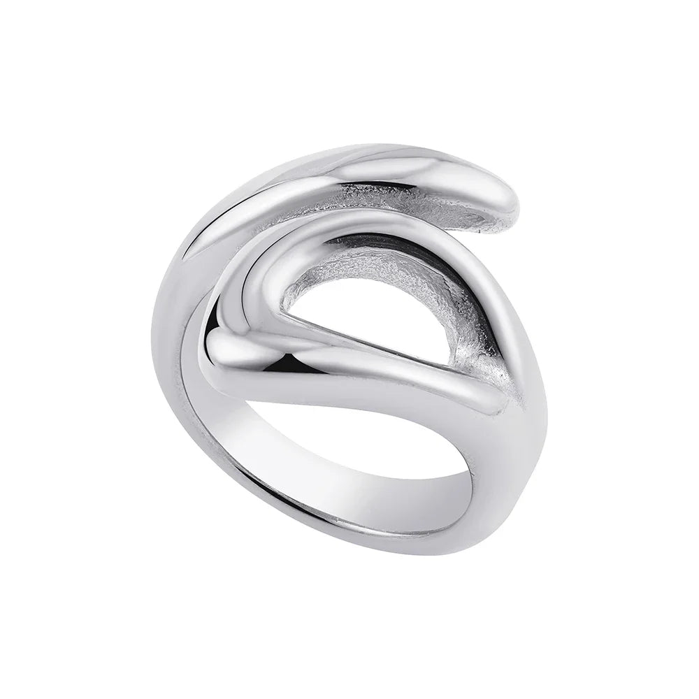 Vintage Geometric Knot Gold Plated Stainless Steel Ring Chunky Dome Jewelry Gift