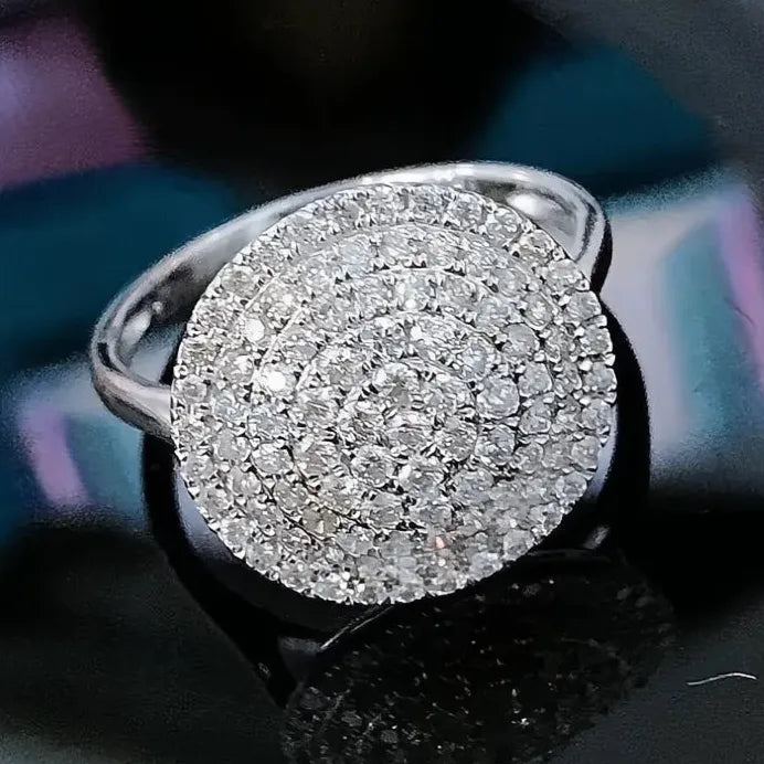 Sparkling CZ Round Women’s Geometric Iced Out Full Bling Wedding Ring