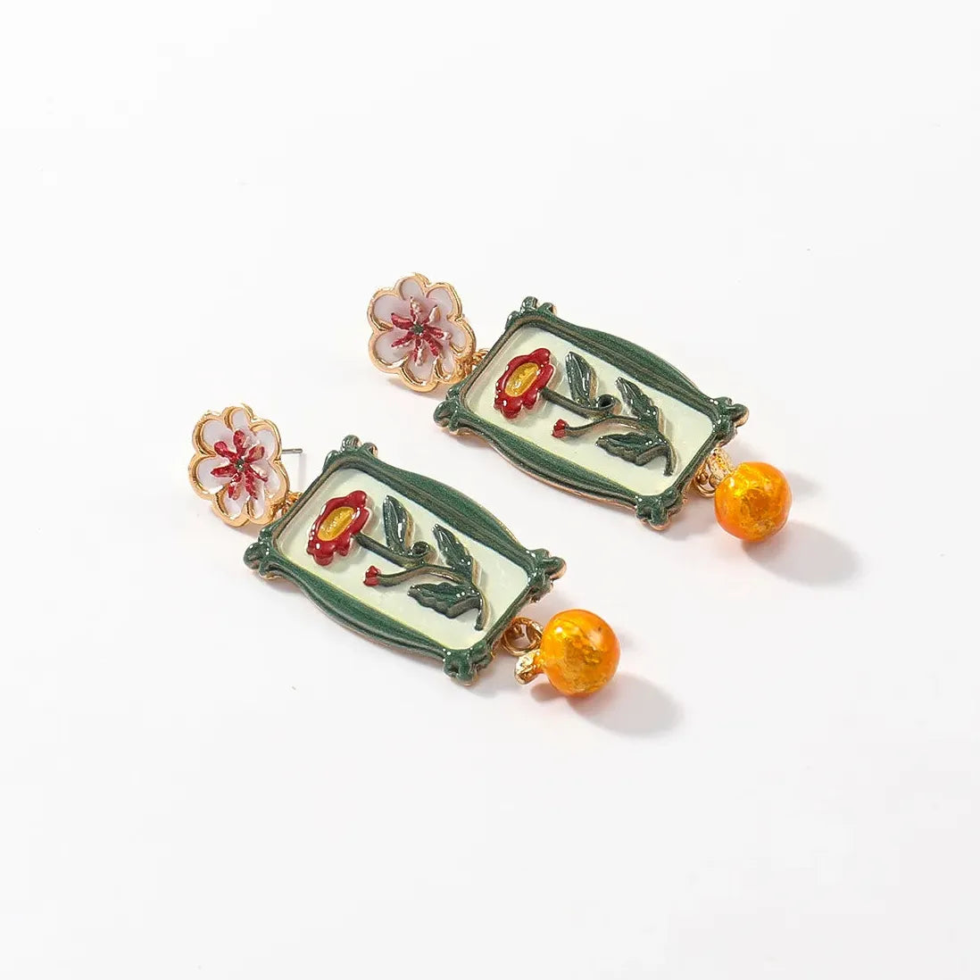 Retro Flower Dangle Earrings for Women Plant Motif Drop Jewelry Vintage Charm