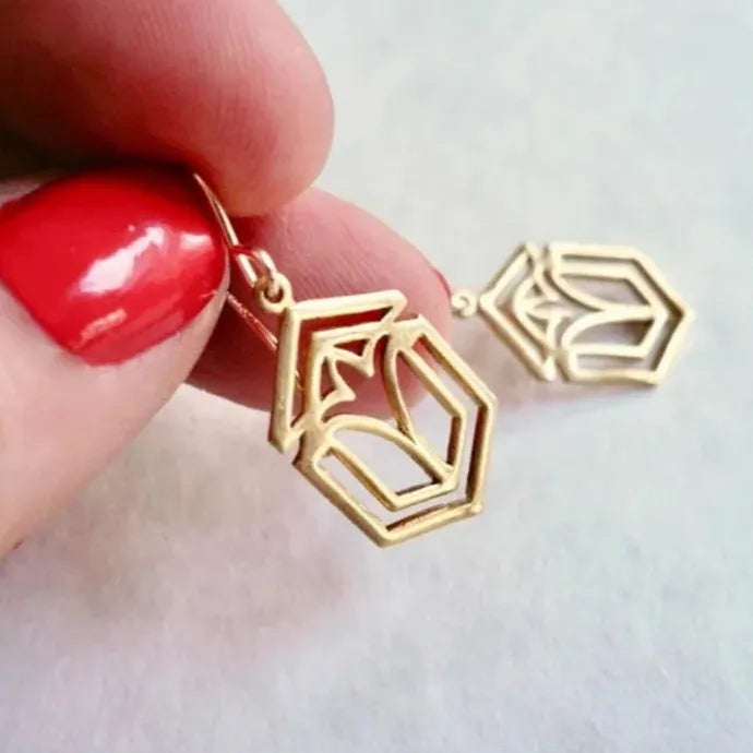 Fashionable Hollow Geometric Pendant Earrings Zinc Alloy for Women
