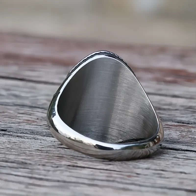 2️⃣ Nautical Lighthouse Ring Stainless Steel Viking Nordic Signet Ring Men