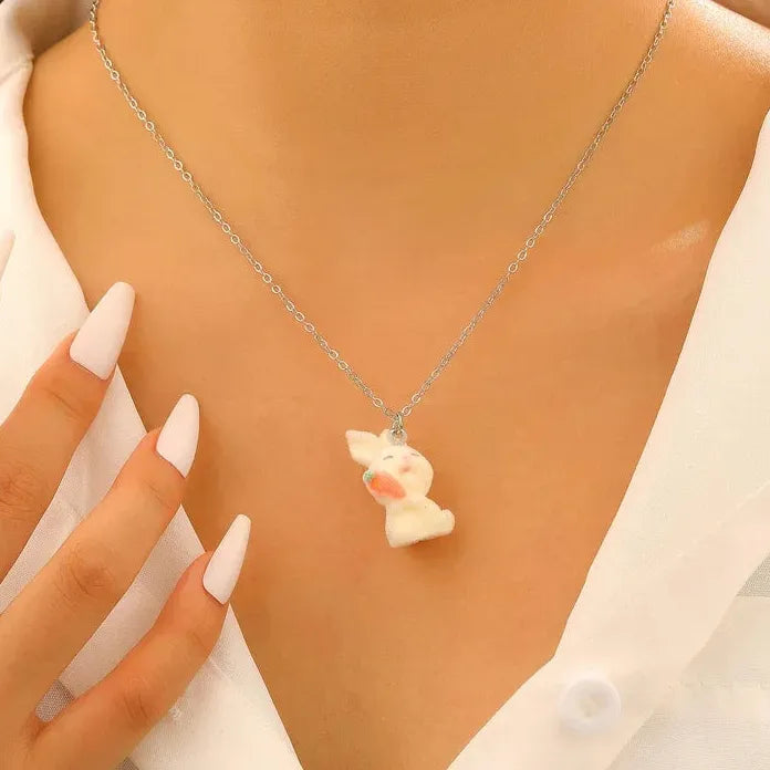 Adjustable Resin Animal Pendant Necklace for Women Panda Dog Elephant Rabbit Gift