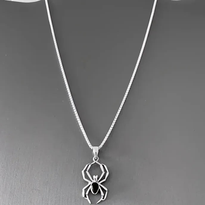 Spider Pendant Necklace for Women Girls, Acrylic Brass Geometric Y2K Silver Chain