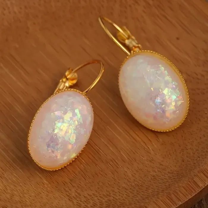 Gold Hoop Earrings White Gemstone Drop Earrings Women's Luxury Wedding Jewelry Gifts