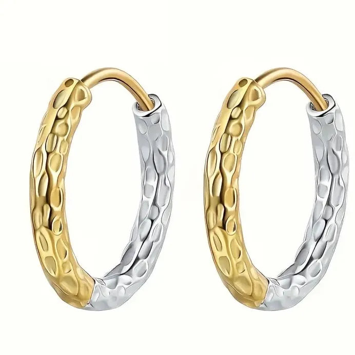 Two Tone Geometric Circle Hoop Earrings for Women Wedding Jewelry