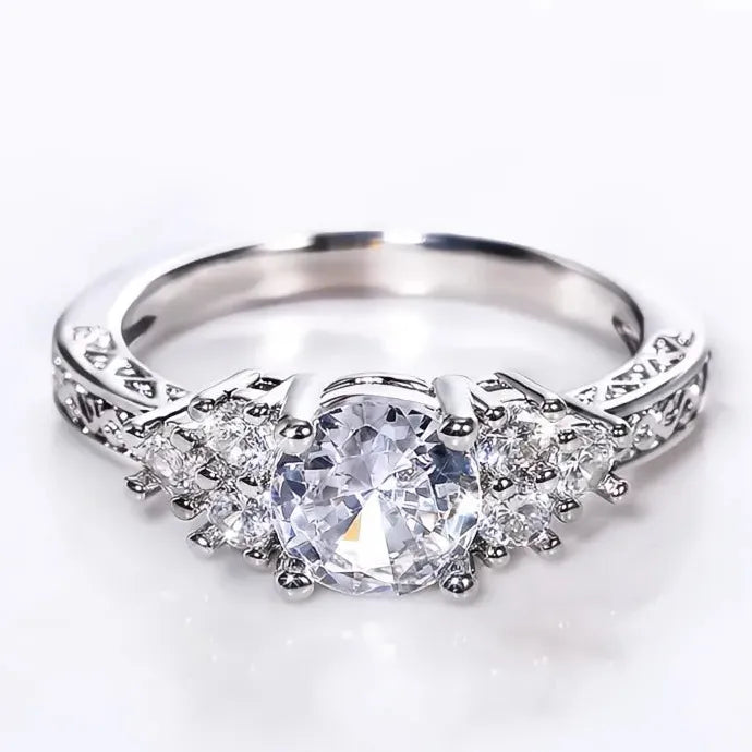 Women’s Wedding Ring Cubic Zirconia Geometric Brass Band Elegant Jewelry