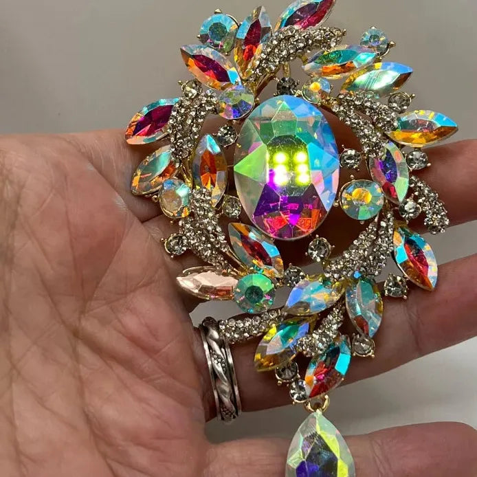 Geometric Water Drop Rhinestone Brooch Pin for Women Stylish Accessory