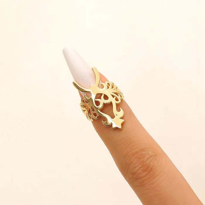Adjustable Zircon Copper Nail Open Ring for Women Vintage Trendy Jewelry Gift