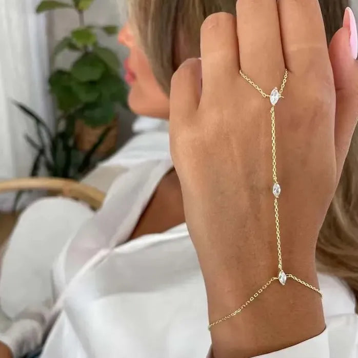 Bohemia Shiny Rhombus Crystal Copper Bracelet Women Thin Chain Jewelry Gift 2025