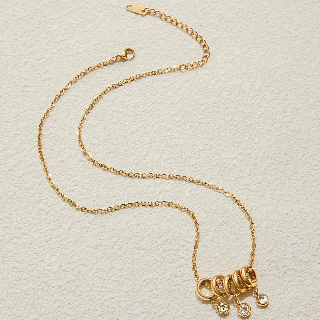 18k Gold Plated Stainless Steel CZ Multi Tiny Ring Necklace Choker 2026 Jewelry