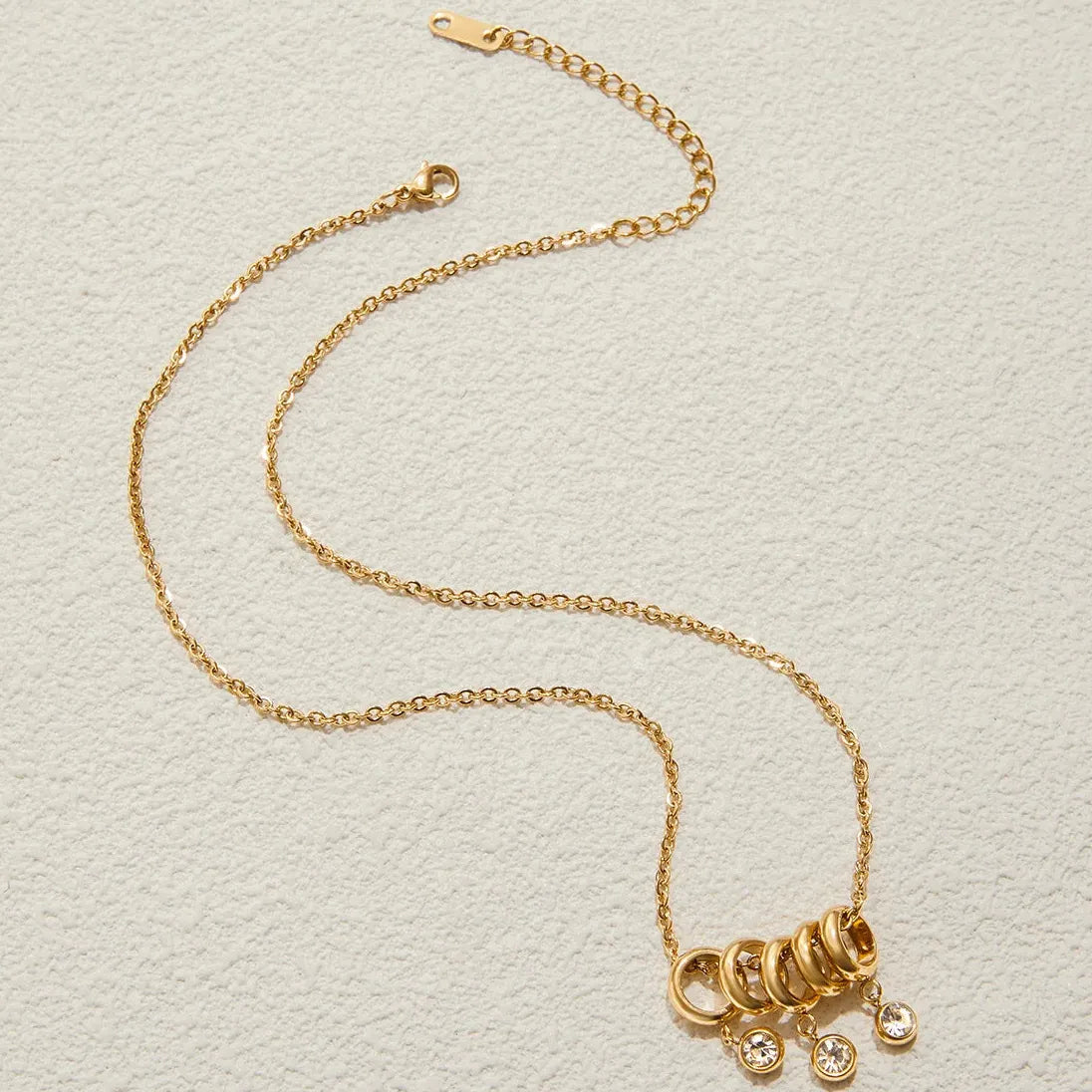 18k Gold Plated Stainless Steel CZ Multi Tiny Ring Necklace Choker 2026 Jewelry